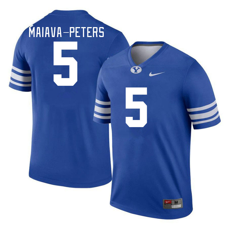Men #5 Sol-Jay Maiava-Peters BYU Cougars College Football Jerseys Stitched-Royal - Click Image to Close